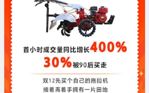 淘宝双12个性消费爆发 90后买走30%农用拖拉机