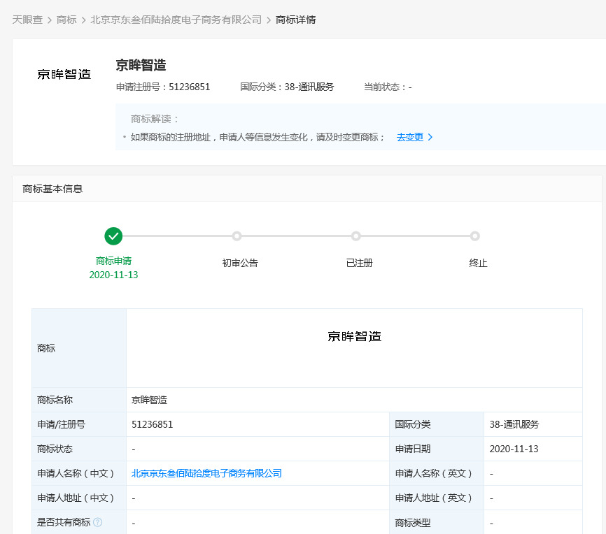 京东关联公司申请“京眸智造”、“京小蜜”等商标_零售_电商报