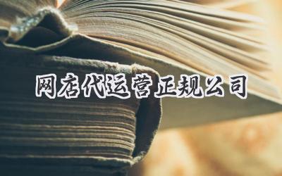 网店代运营正规公司