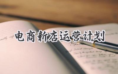 电商新店运营计划