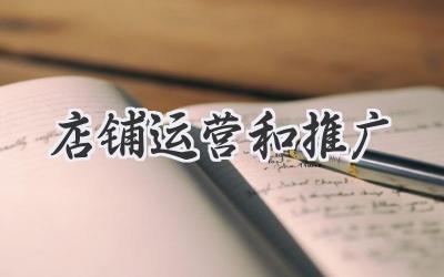 店铺运营和推广