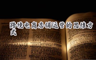 跨境电商店铺运营的思维方式