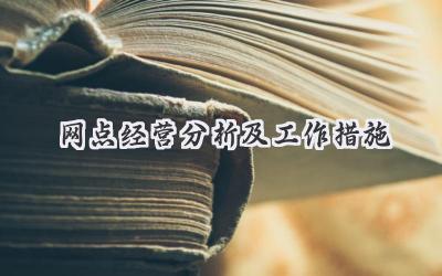 网点经营分析及工作措施