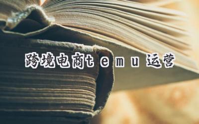 跨境电商temu运营