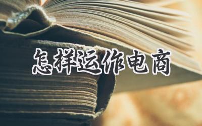怎样运作电商